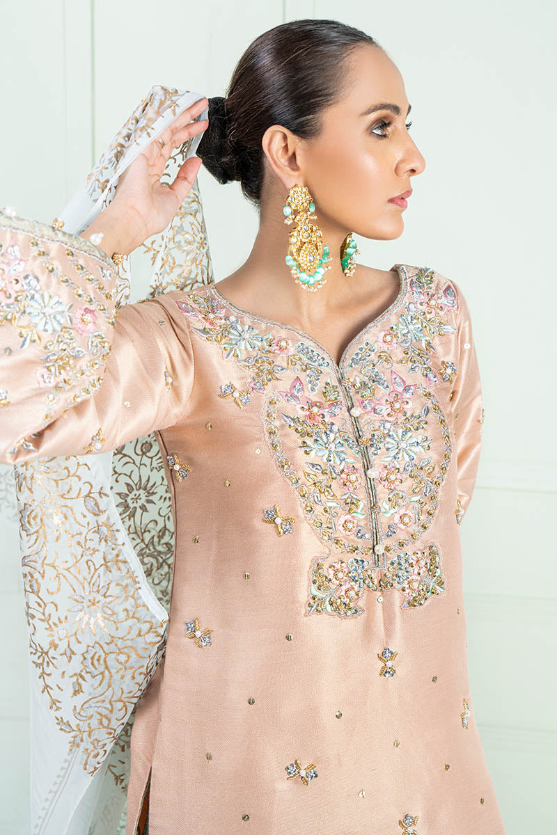 AYRA | Peach Masuri Embroidered Embellished Suit