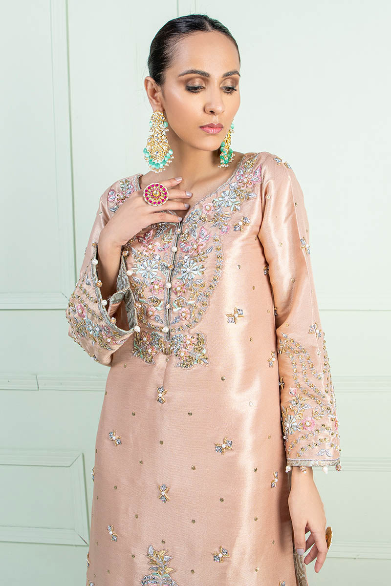 AYRA | Peach Masuri Embroidered Embellished Suit