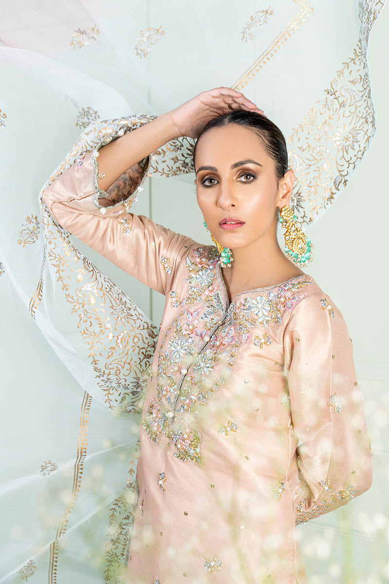 AYRA | Peach Masuri Embroidered Embellished Suit