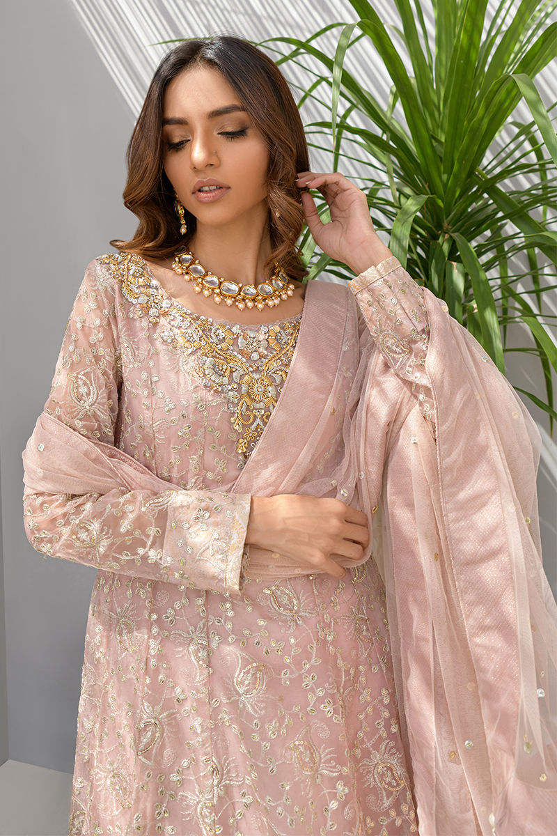 Daisy Pink | Pink Organza Embellished Sharara
