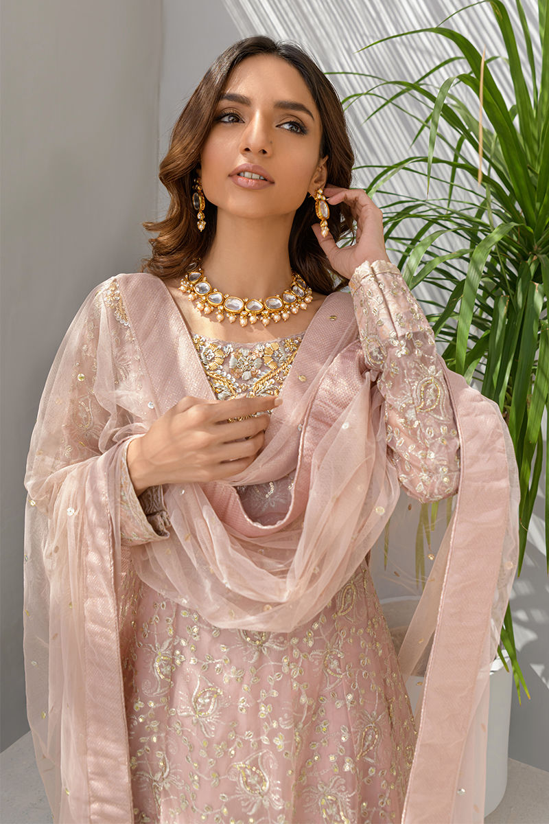 Daisy Pink | Pink Organza Embellished Sharara