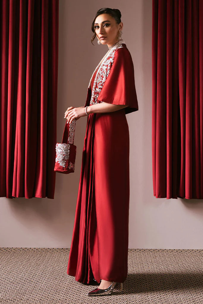 Rose | Festive Wear Silk Embellished Jacket Dress