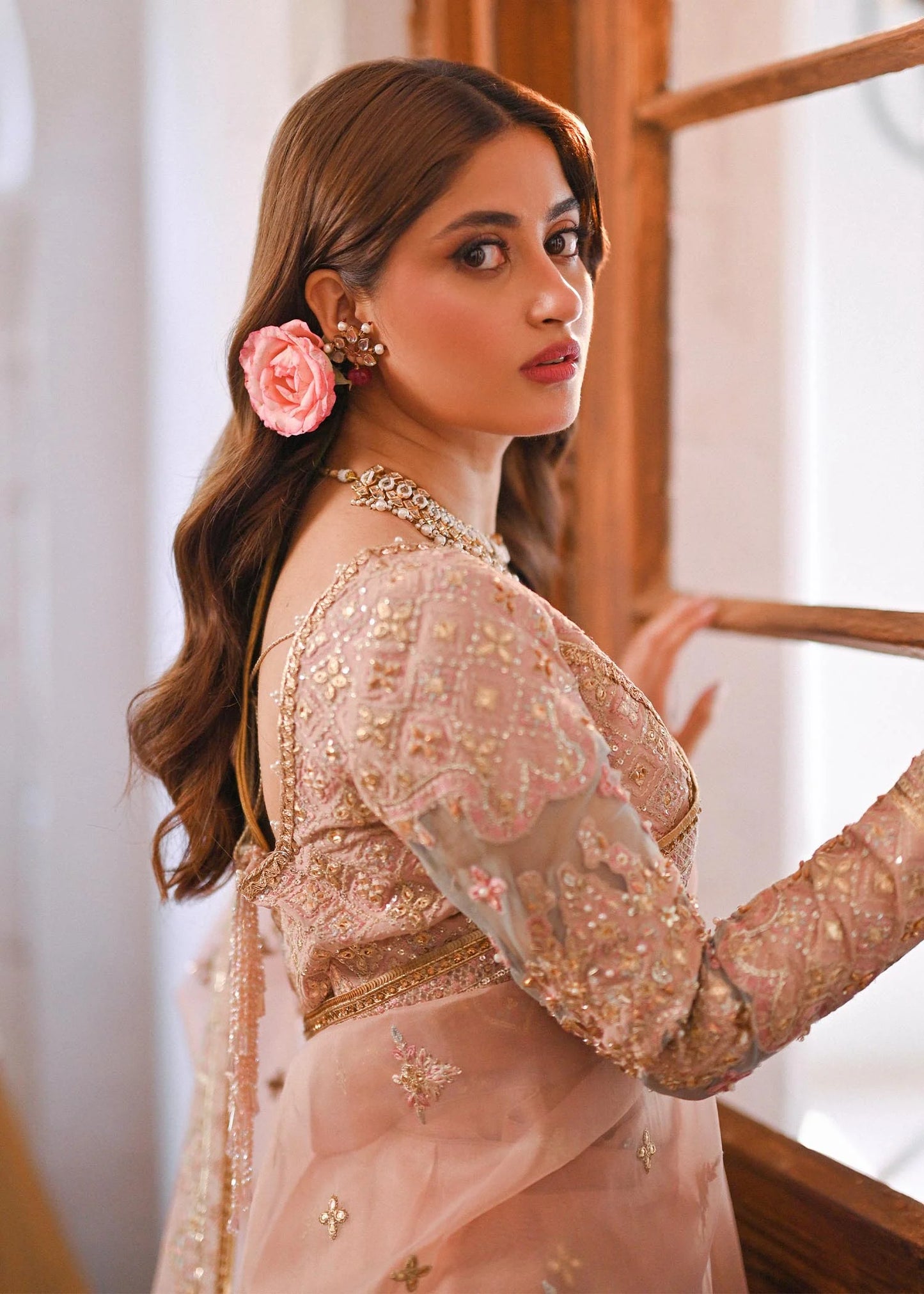 Qalamkar | Gotta Embroidered Saree with lace