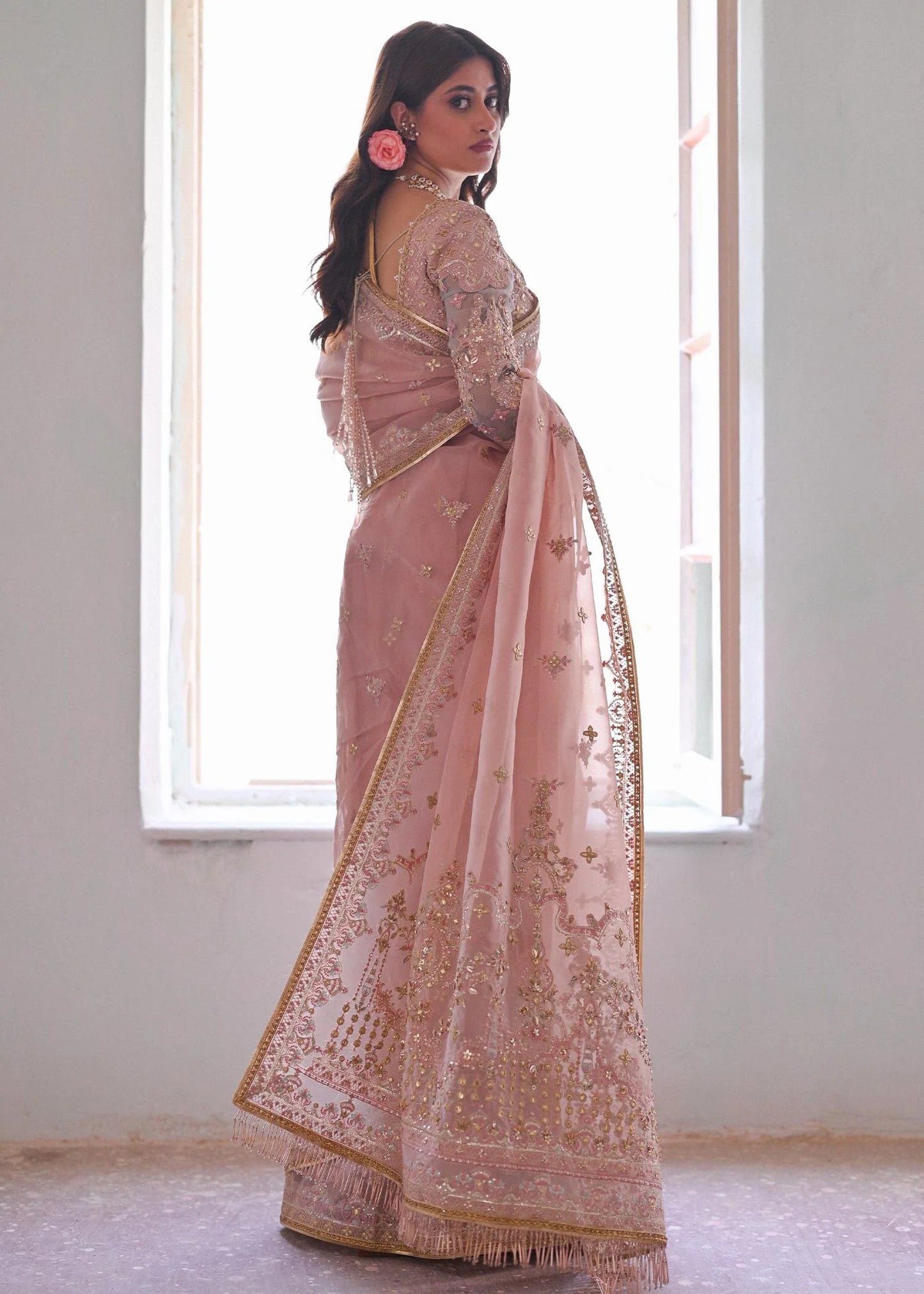 Qalamkar | Gotta Embroidered Saree with lace