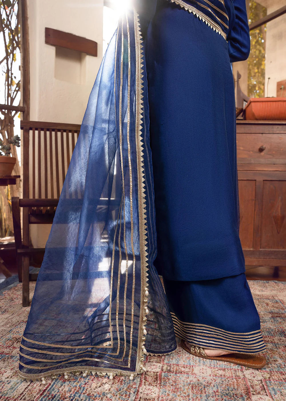 Sonia | Blue Khaddi Silk Embroidered Suit
