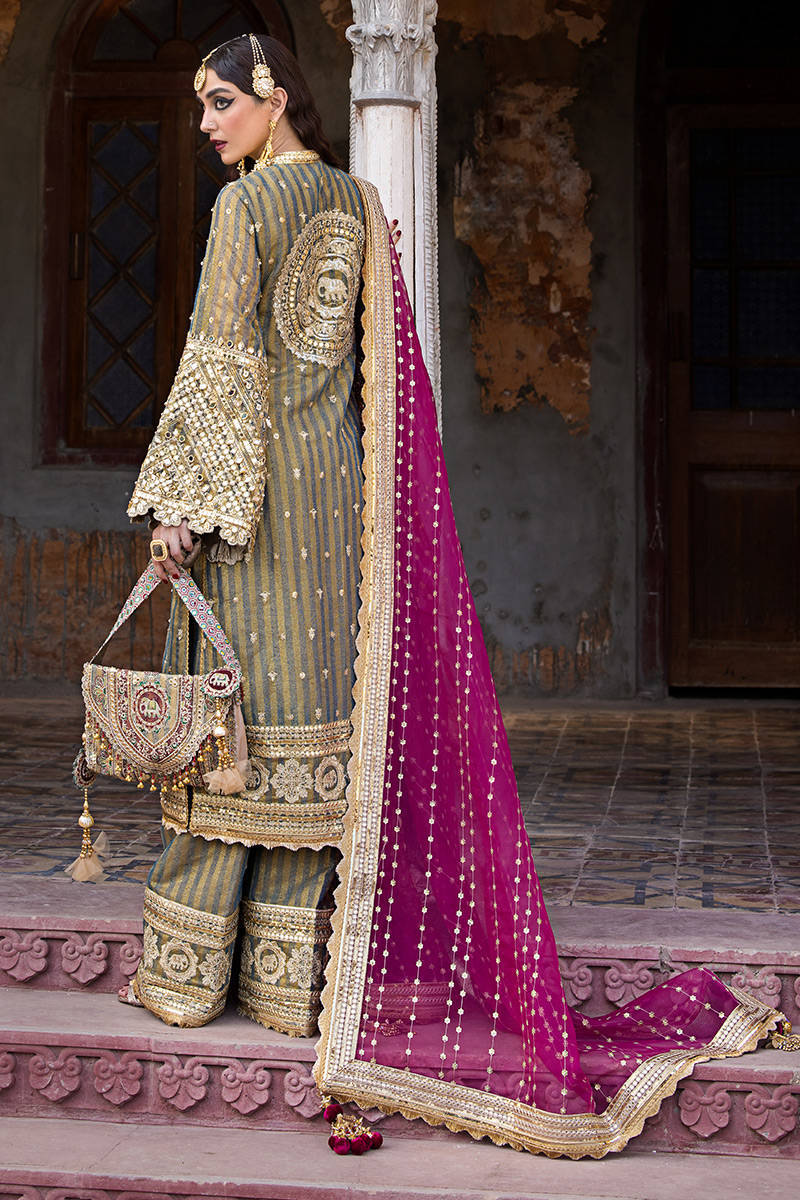 Mohsin Naveed Ranjha | Green Pink Hand Embellished Dress