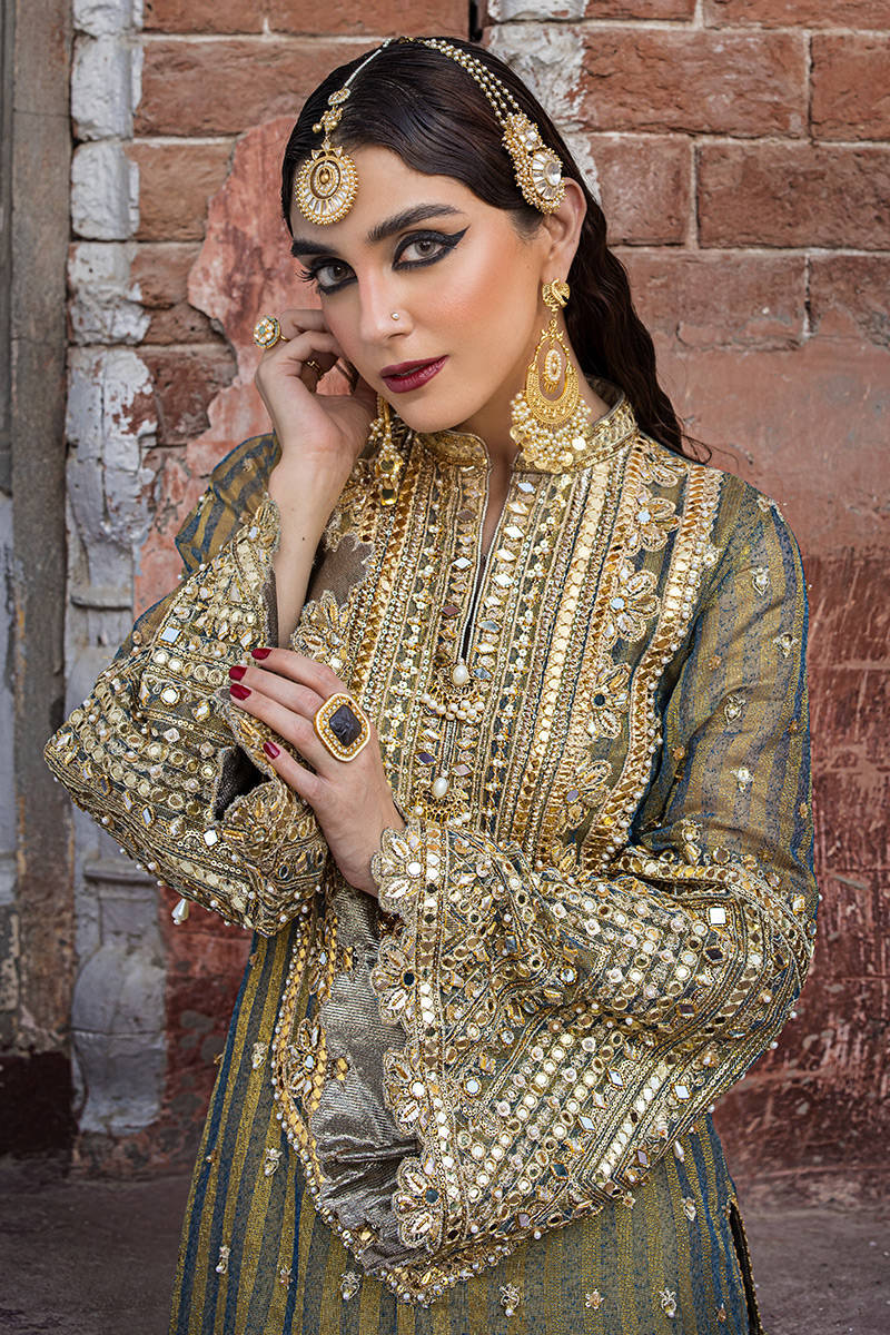 Mohsin Naveed Ranjha | Green Pink Hand Embellished Dress