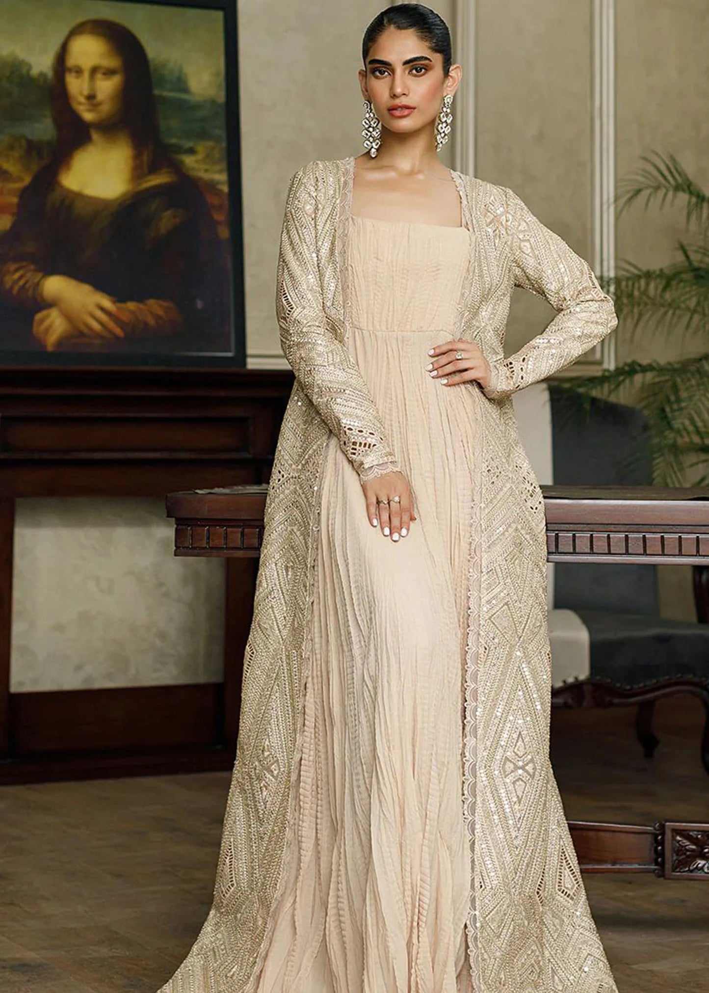 Karma | Embroidered Jacket with Maxi