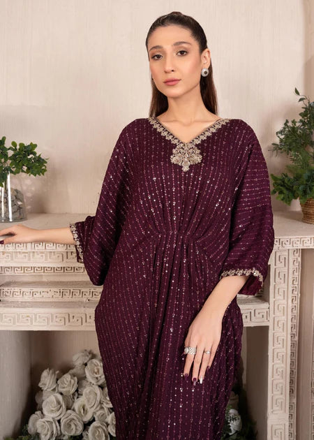 Shanaya | Purple Chiffon Embroidered Kaftan