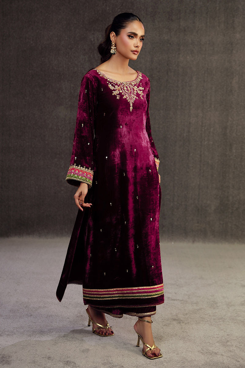 PARIZA | Rasberry Pink Velvet Embellished Suit