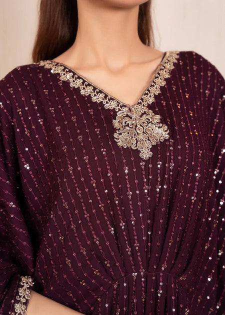 Shanaya | Purple Chiffon Embroidered Kaftan