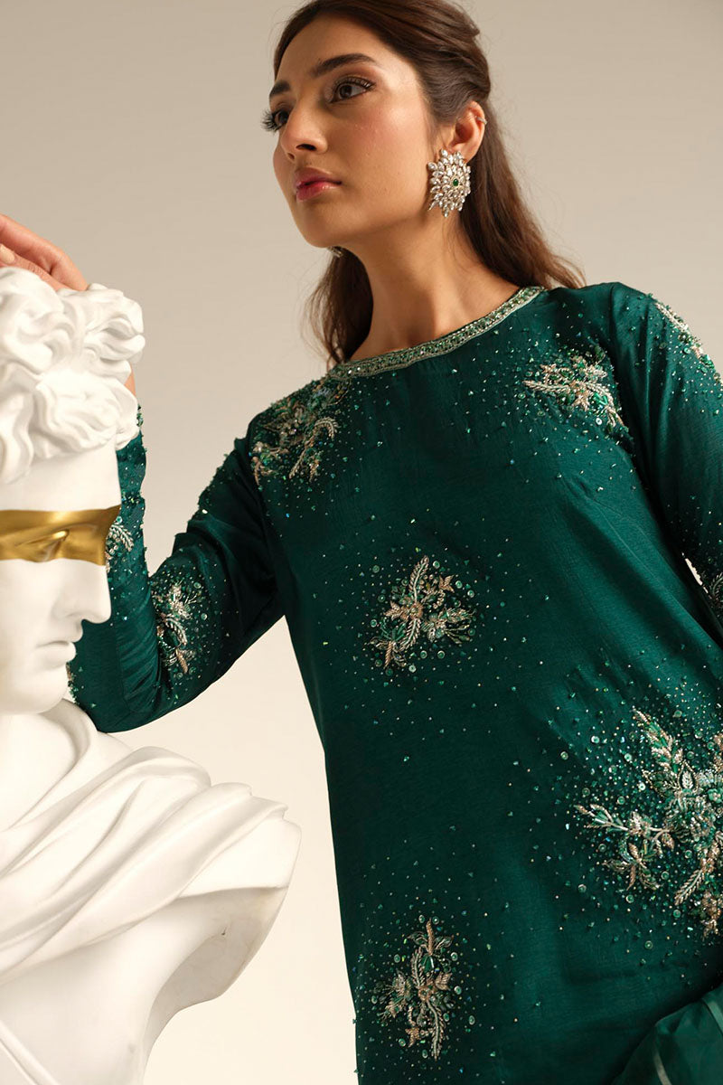 Carol | Green Korean Silk Embellished Suit