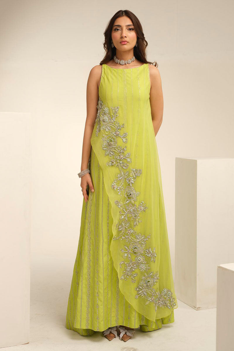 Calla | Yellow Korean Silk Embellished Suit