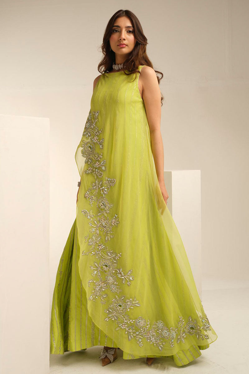 Calla | Yellow Korean Silk Embellished Suit