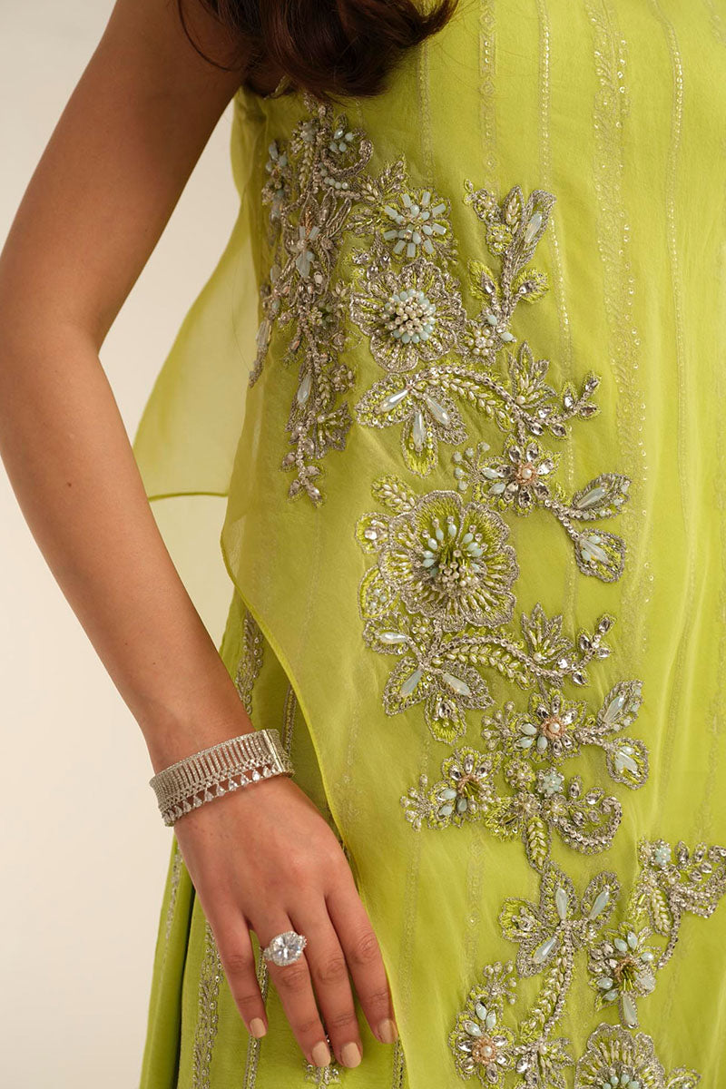 Calla | Yellow Korean Silk Embellished Suit