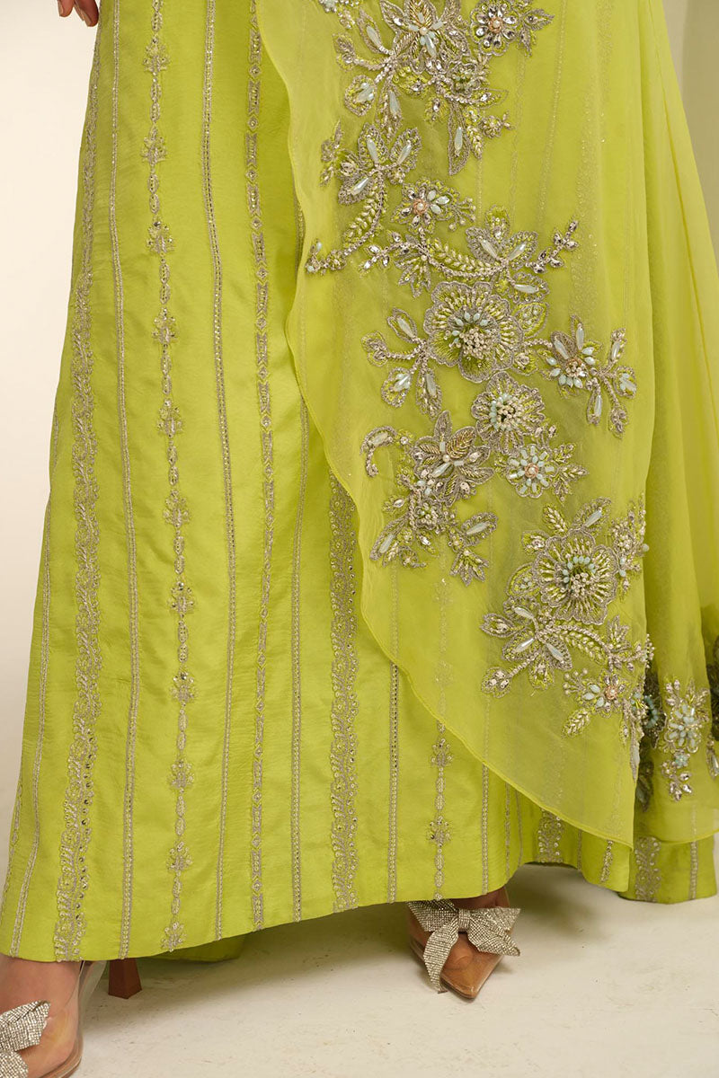 Calla | Yellow Korean Silk Embellished Suit