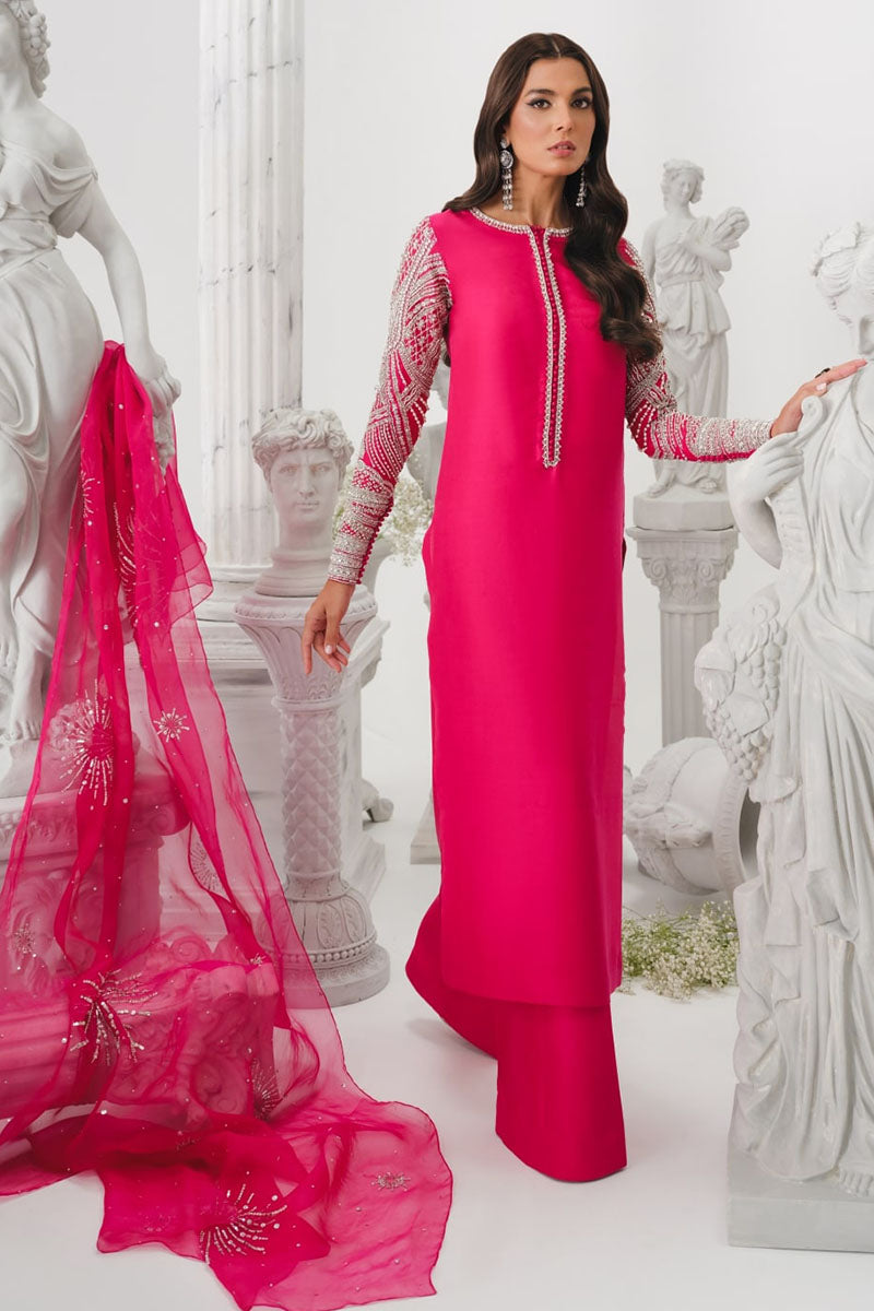 Cerise | Pink Korean Silk Embellished Suit