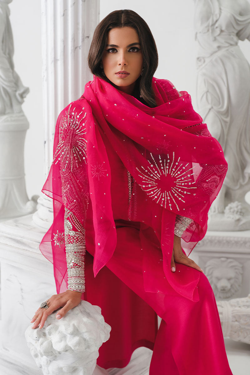 Cerise | Pink Korean Silk Embellished Suit