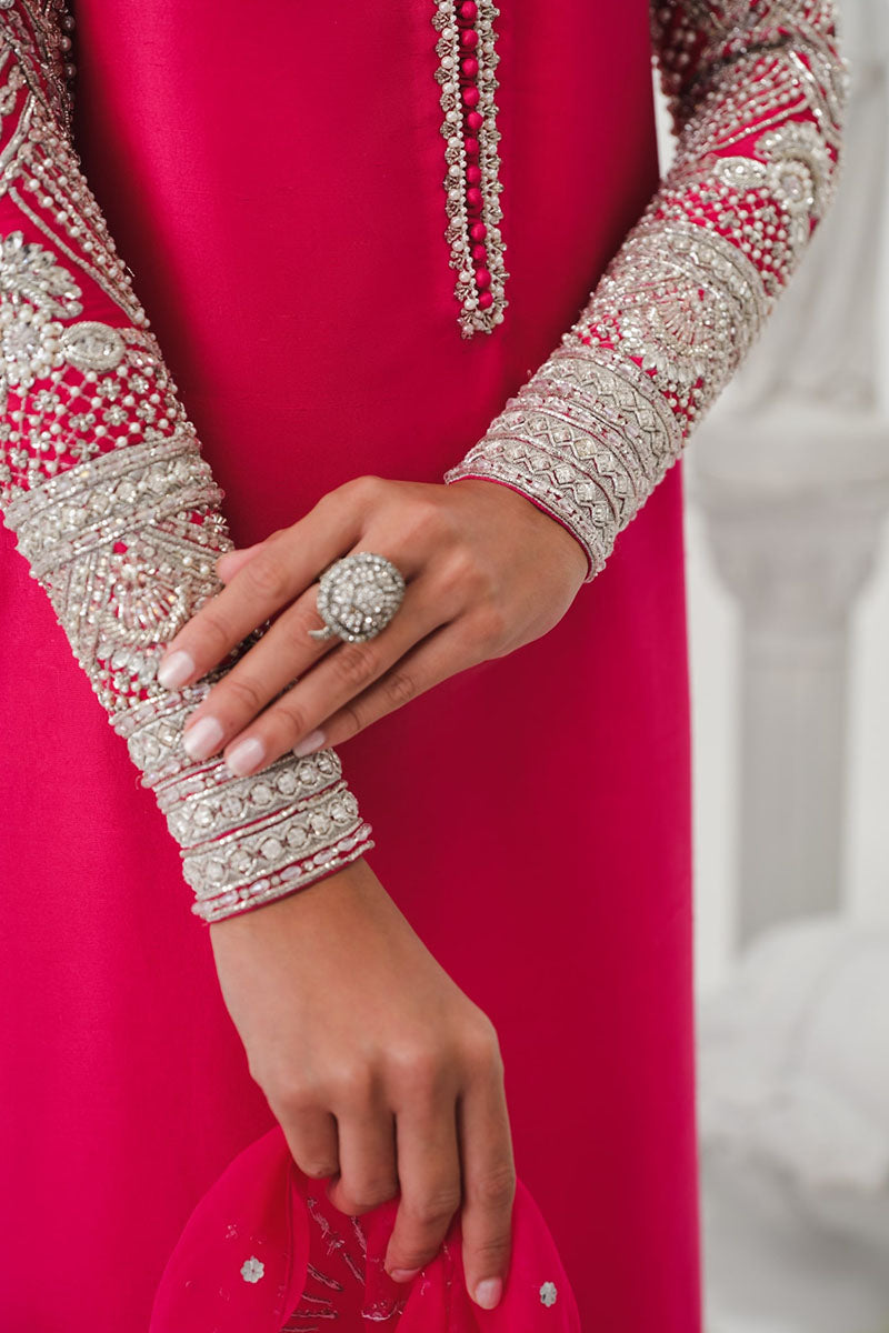 Cerise | Pink Korean Silk Embellished Suit