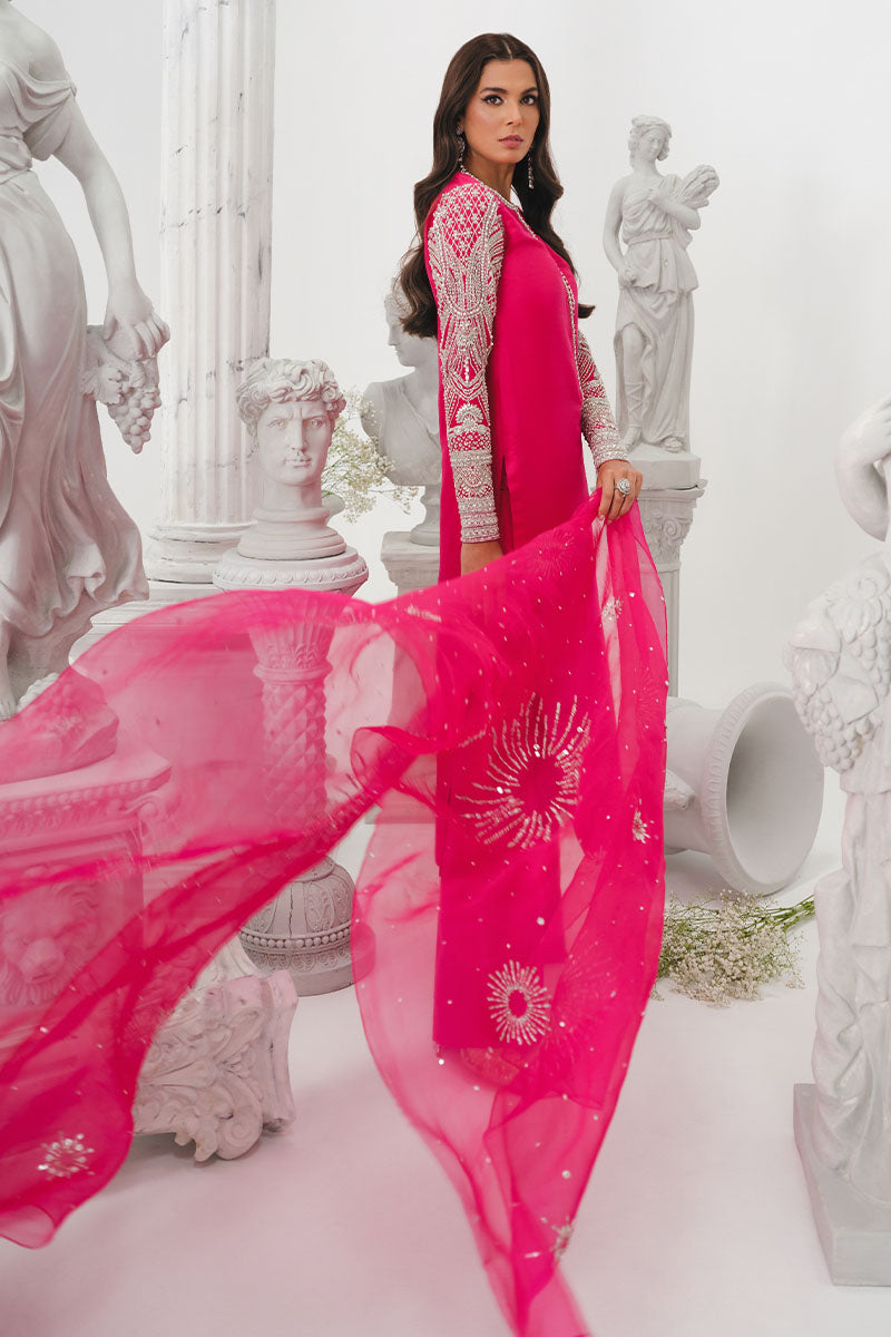 Cerise | Pink Korean Silk Embellished Suit