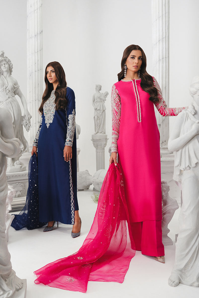 Cerise | Pink Korean Silk Embellished Suit