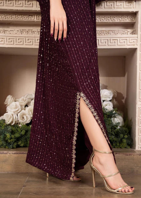 Shanaya | Purple Chiffon Embroidered Kaftan