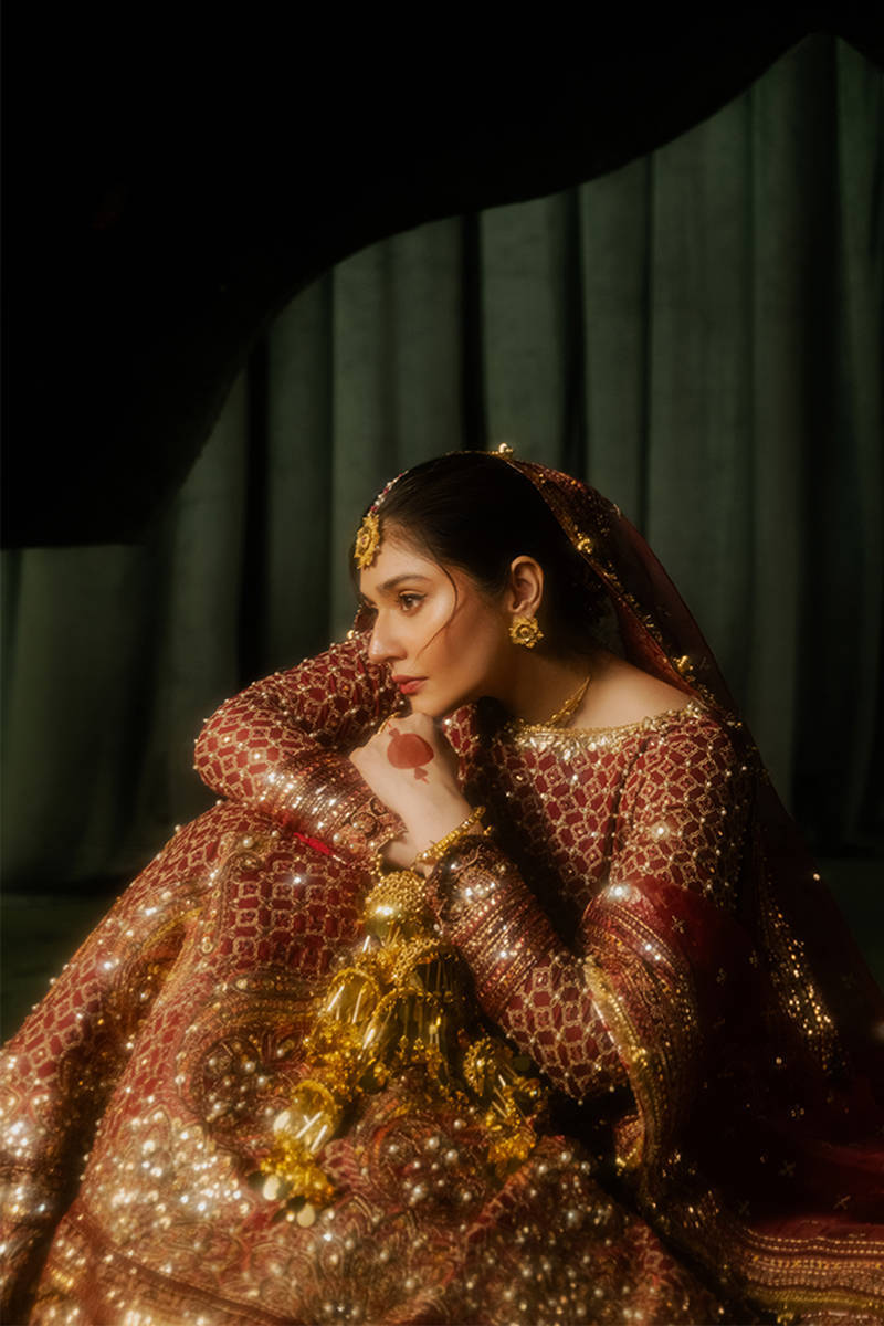Mohsin Naveed Ranjha | Maroon Indian Silk Embellished Lehenga