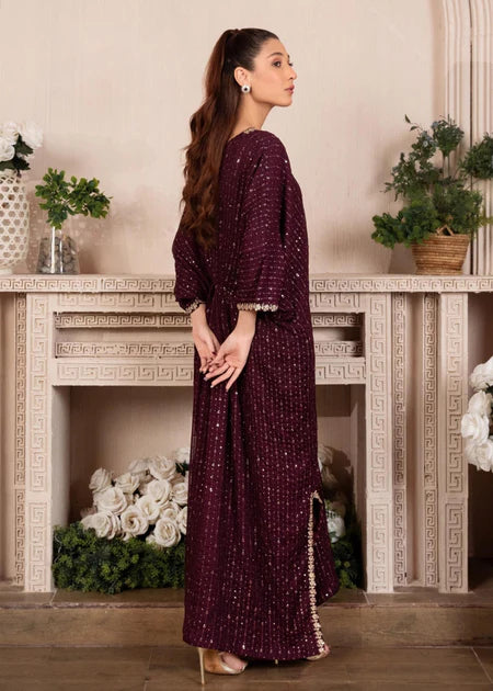 Shanaya | Purple Chiffon Embroidered Kaftan