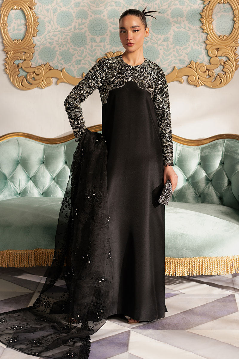 Noirish | Black Korean Silk Embroidered Embellished Suit