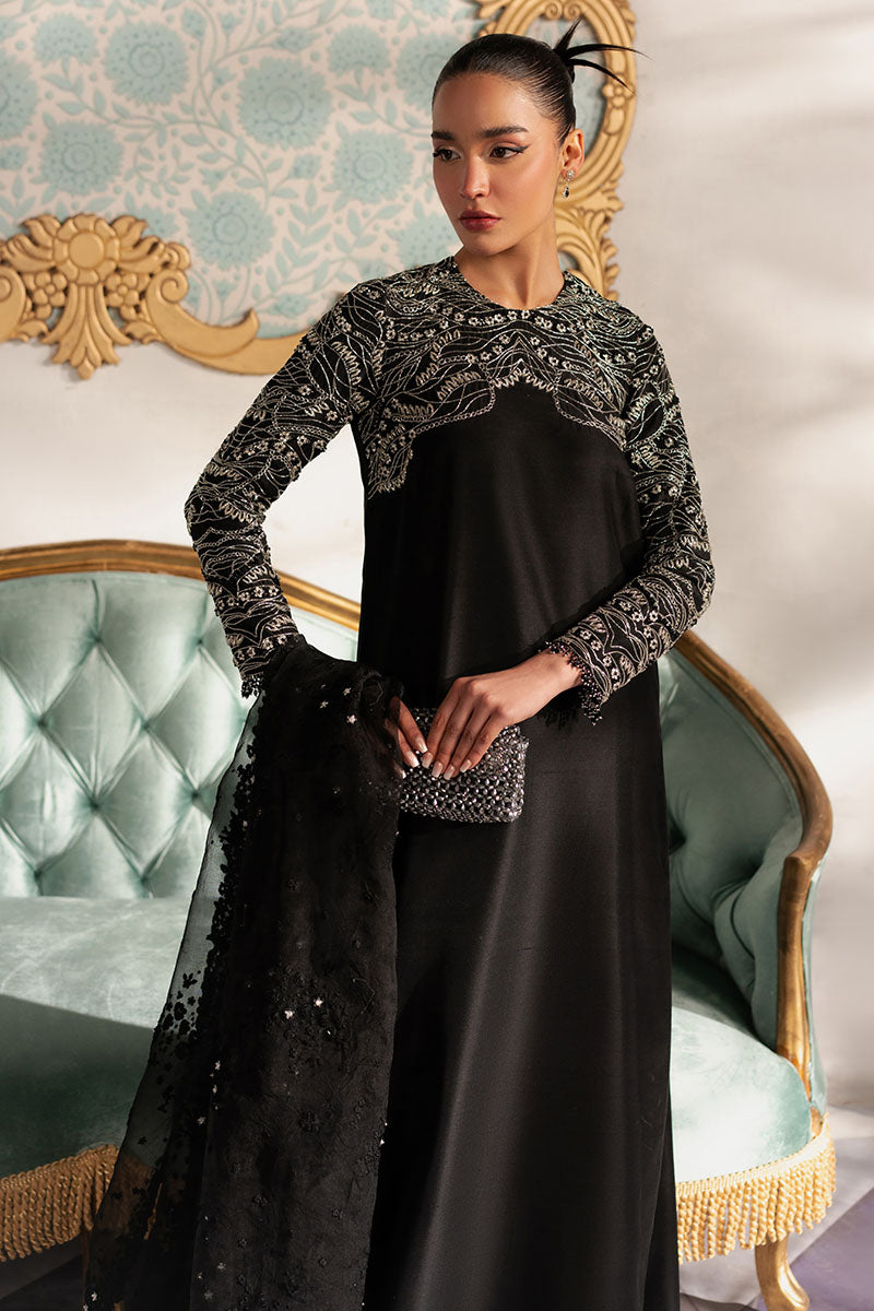 Noirish | Black Korean Silk Embroidered Embellished Suit