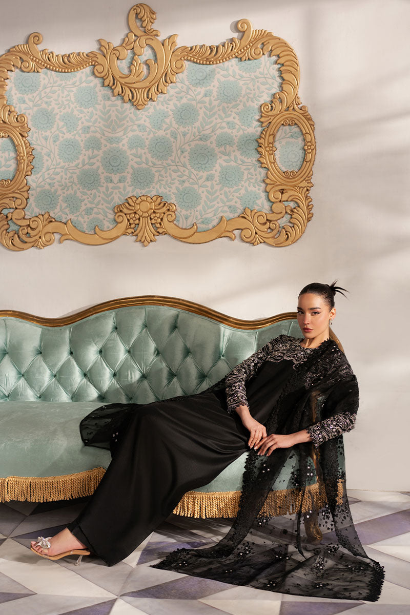 Noirish | Black Korean Silk Embroidered Embellished Suit