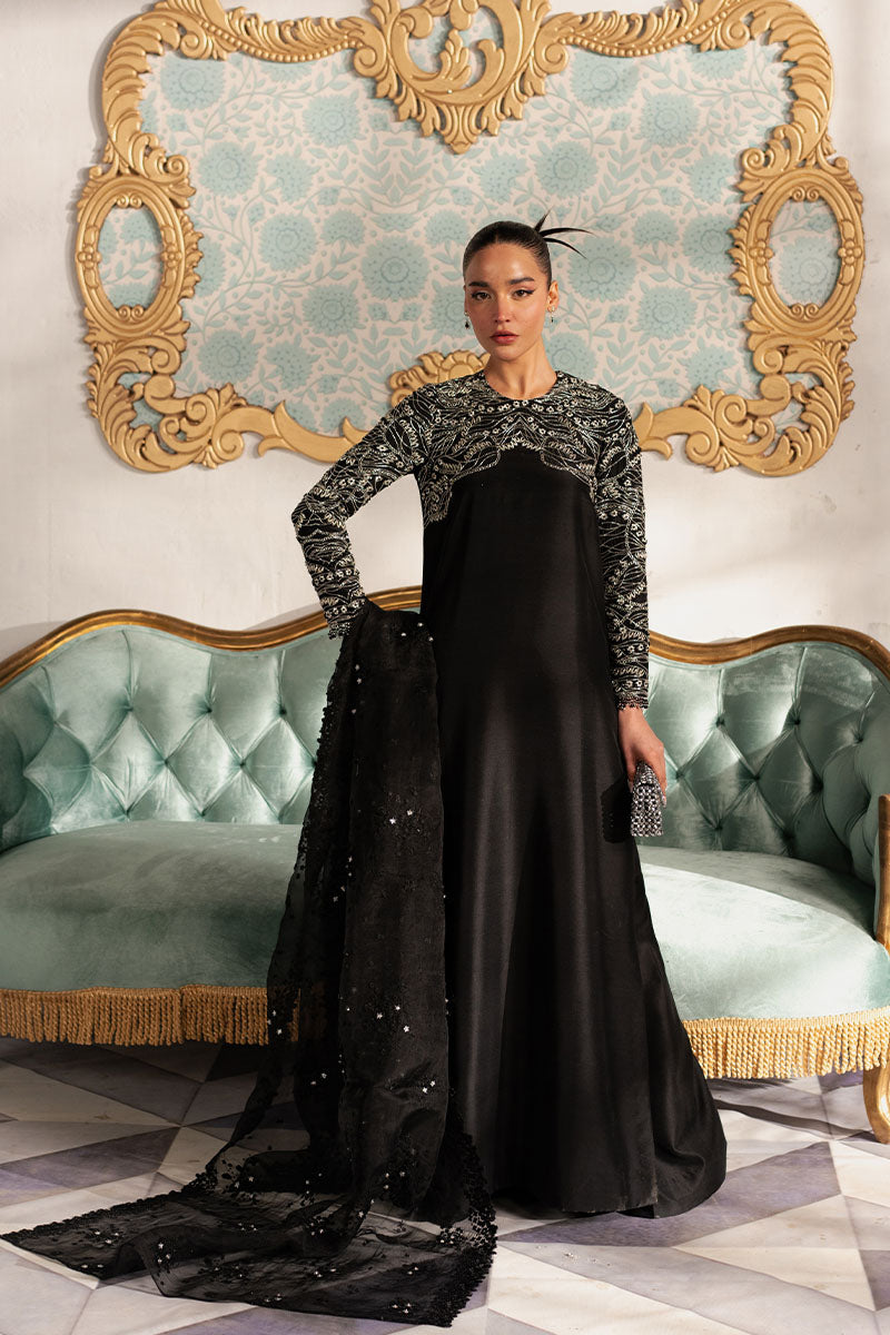 Noirish | Black Korean Silk Embroidered Embellished Suit