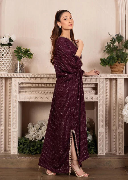 Shanaya | Purple Chiffon Embroidered Kaftan