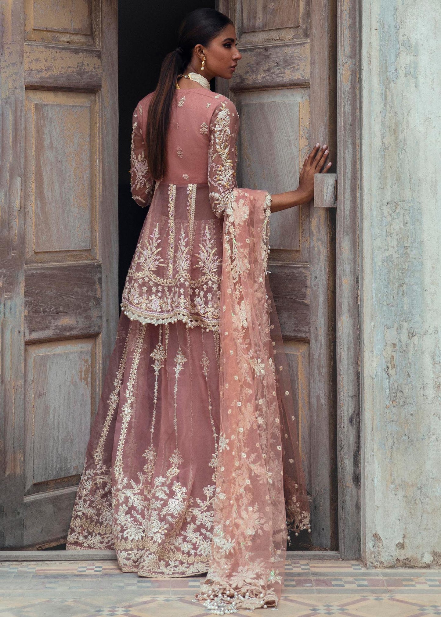 Sana Safinaz | Festive Wear Organza Embellished Lehenga