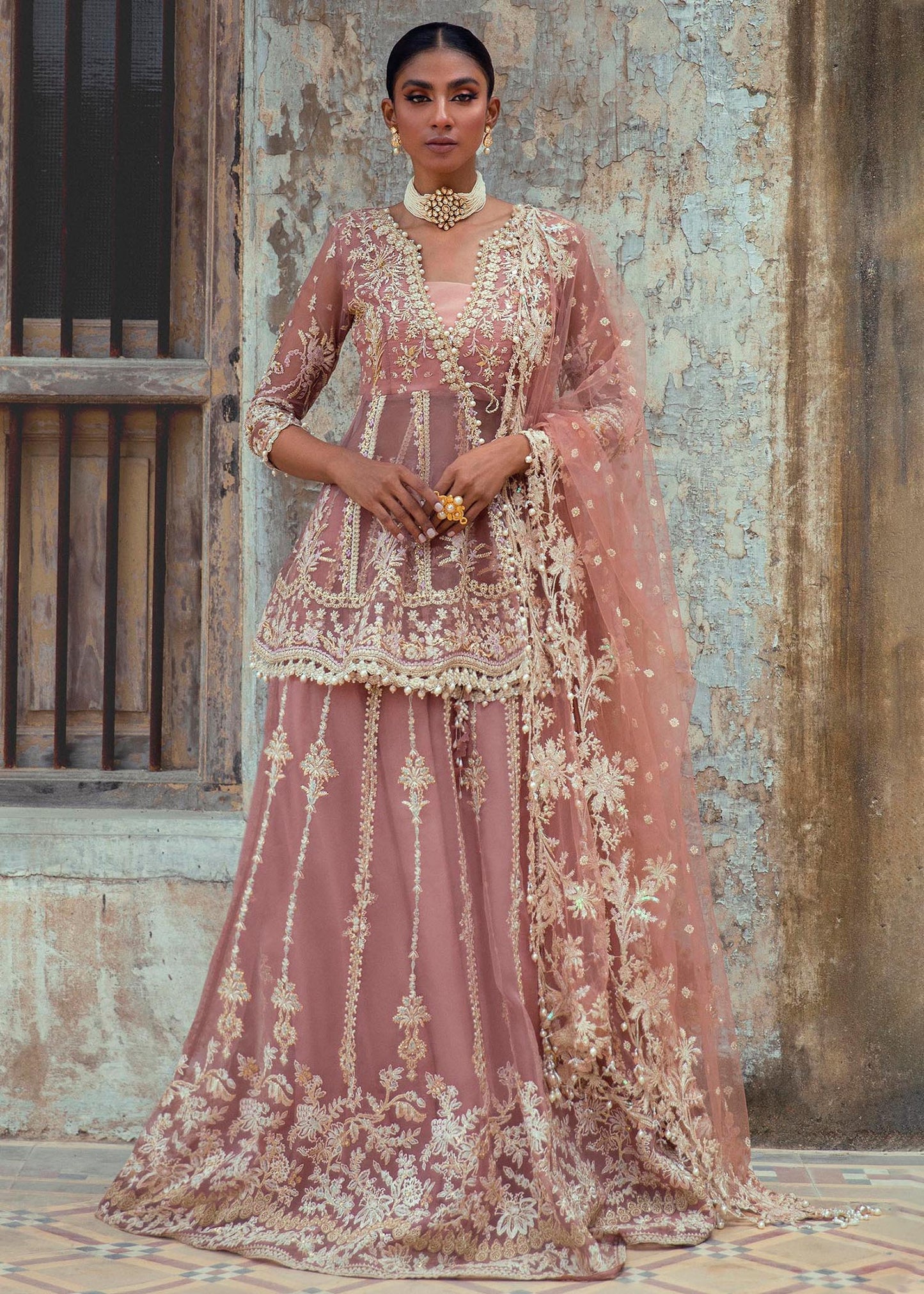 Sana Safinaz | Festive Wear Organza Embellished Lehenga