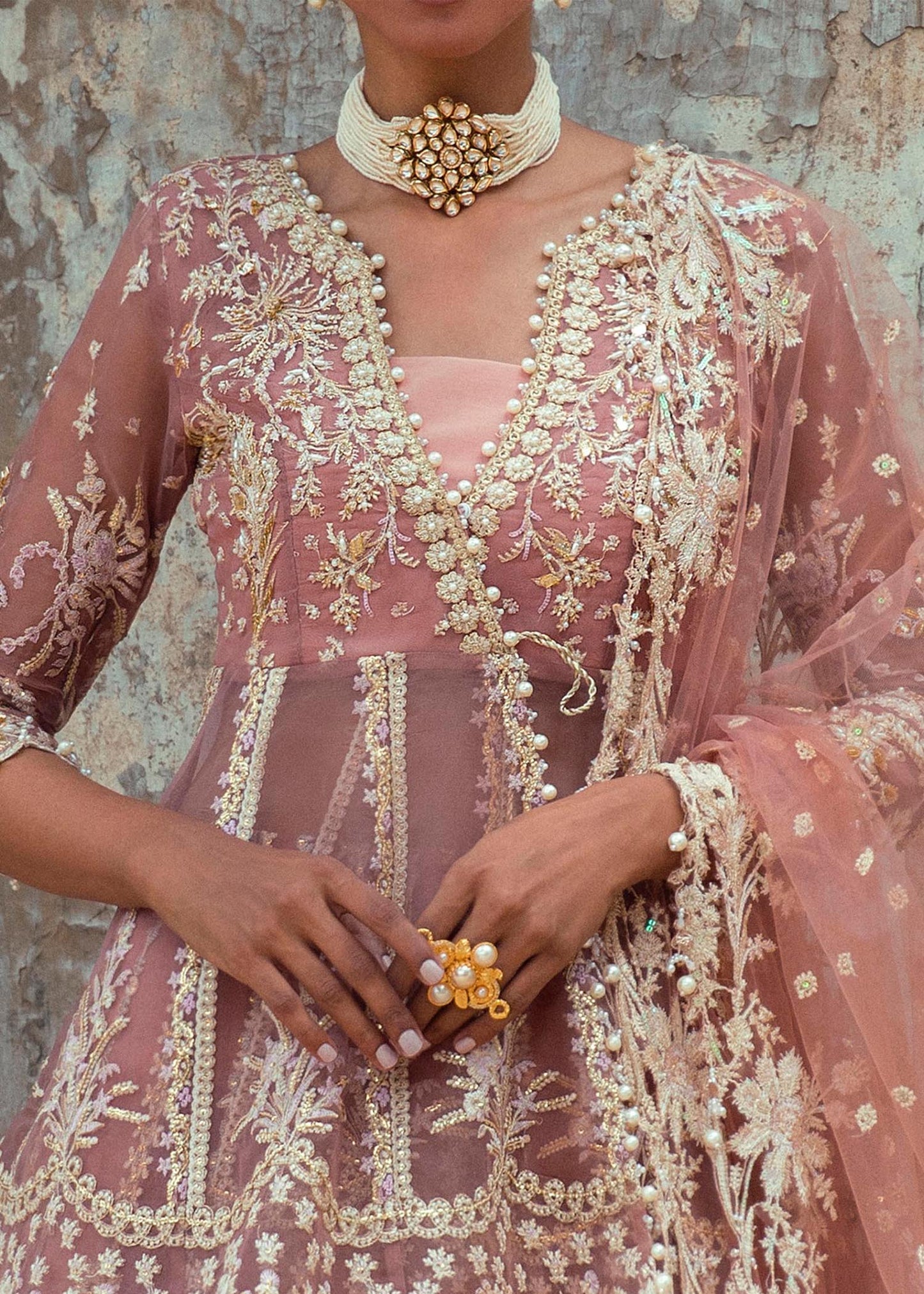 Sana Safinaz | Festive Wear Organza Embellished Lehenga