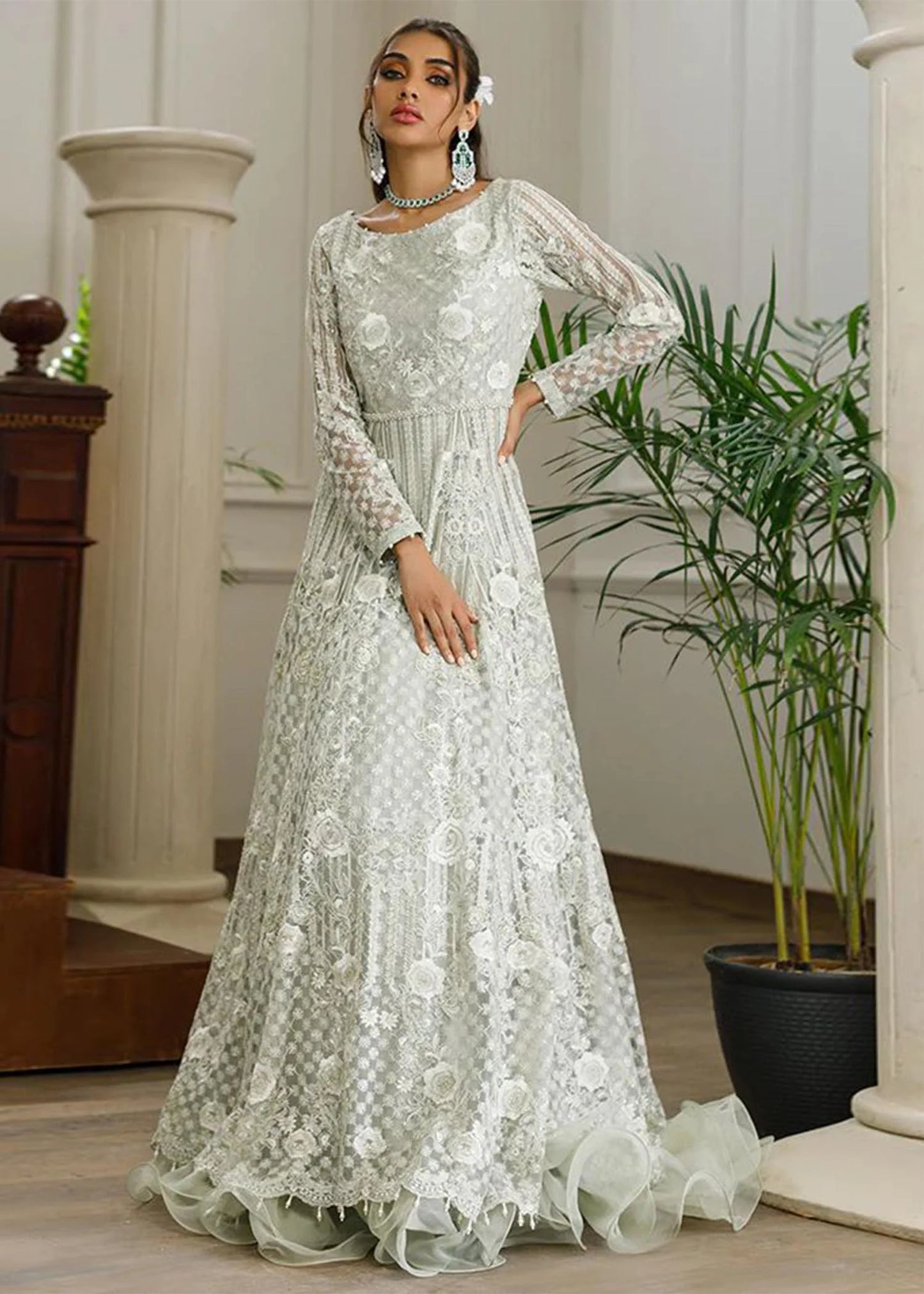 Marlene | Floral Embroidered Angrakha Gown