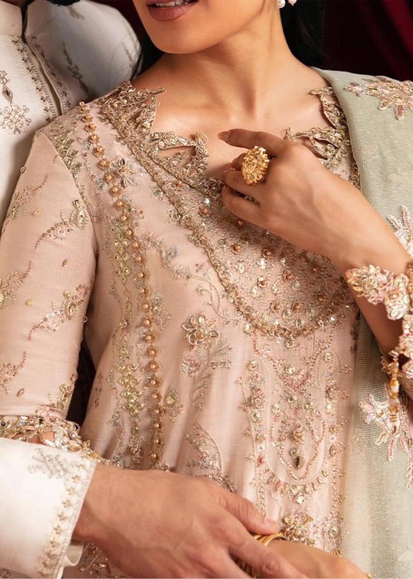 Qalamkar | Gotta Embroidered Lace Gharara