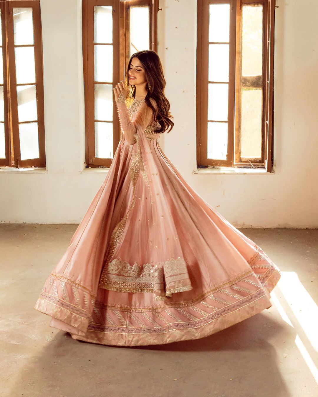 Faiza Saqlain | Hand Embellished Korean Raw Silk Churidar Dress