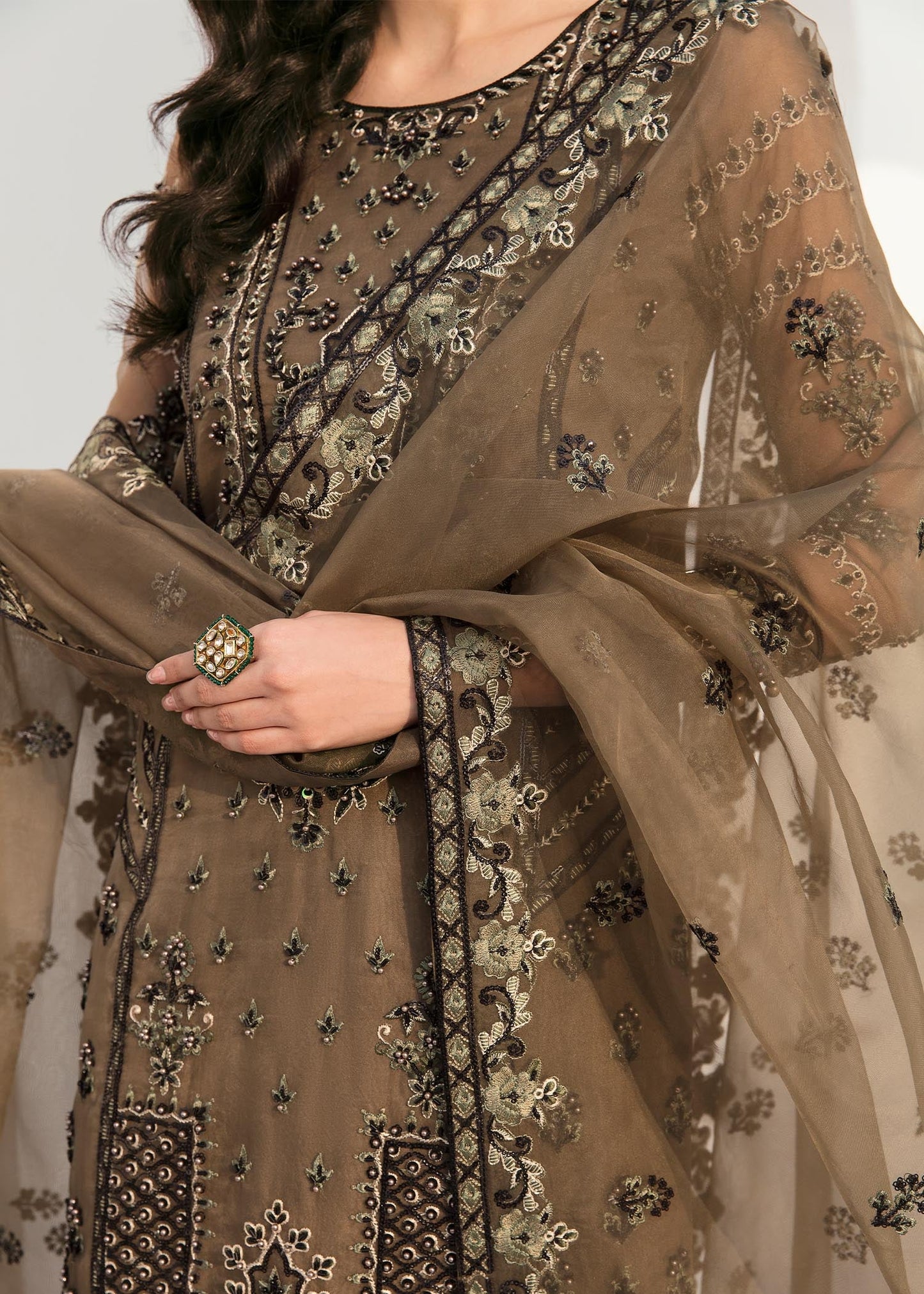 Zinia | Organza Embroidered Dress