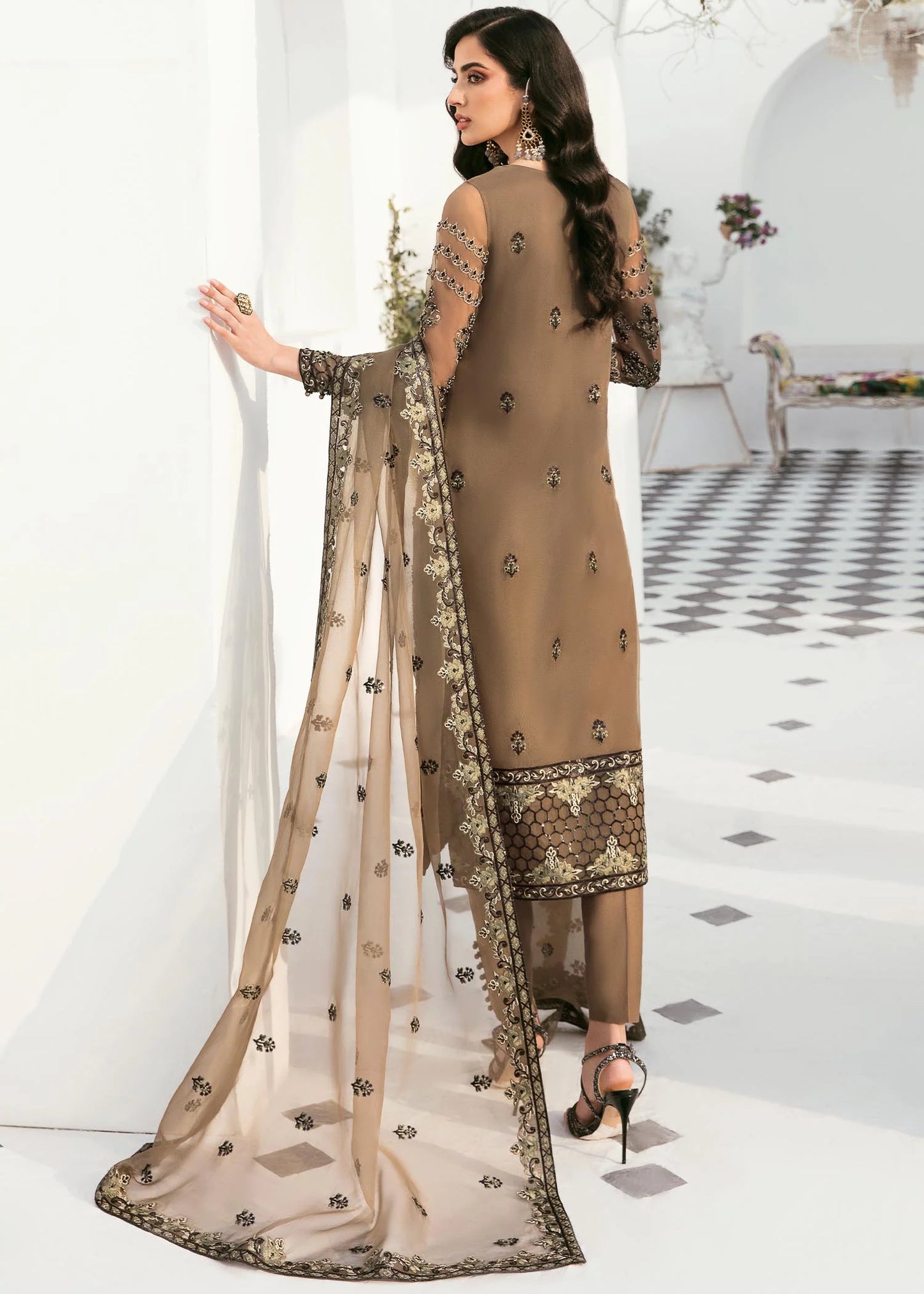 Zinia | Organza Embroidered Dress