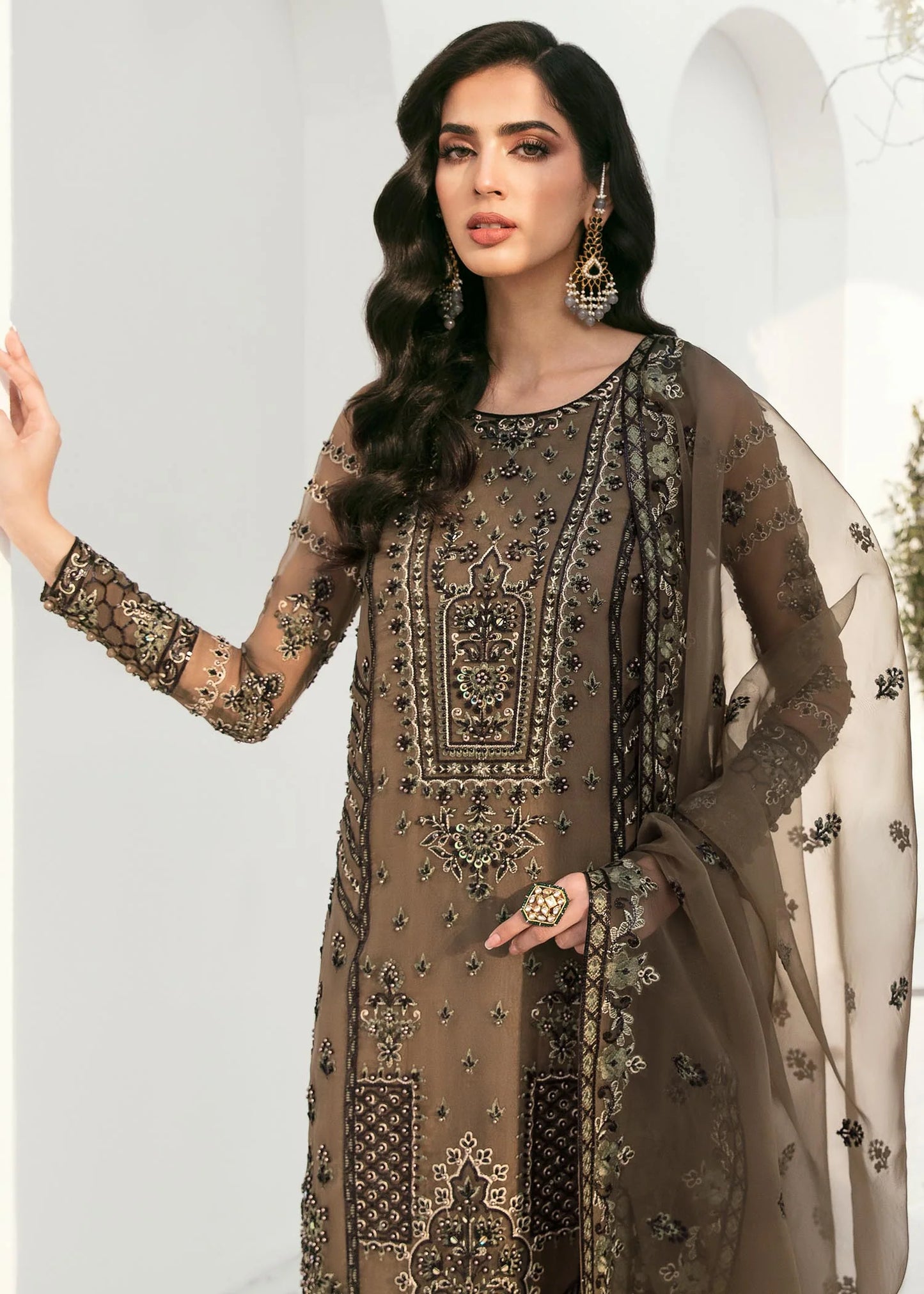 Zinia | Organza Embroidered Dress