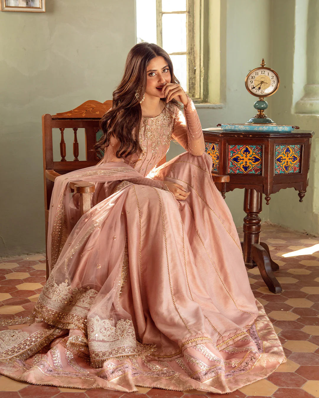 Faiza Saqlain | Hand Embellished Korean Raw Silk Churidar Dress