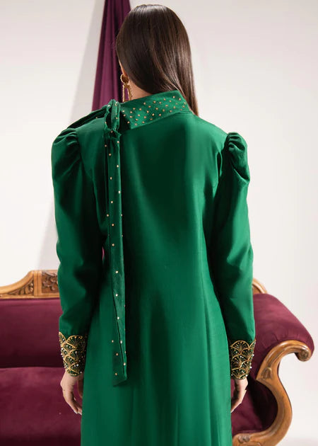 Samira | Green Silk Hand Embellished Maxi
