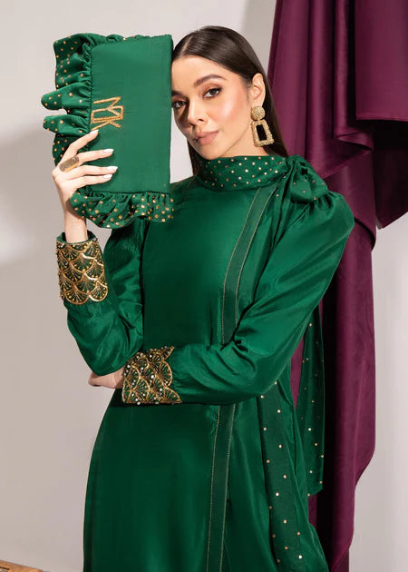 Samira | Green Silk Hand Embellished Maxi