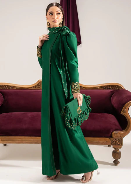 Samira | Green Silk Hand Embellished Maxi