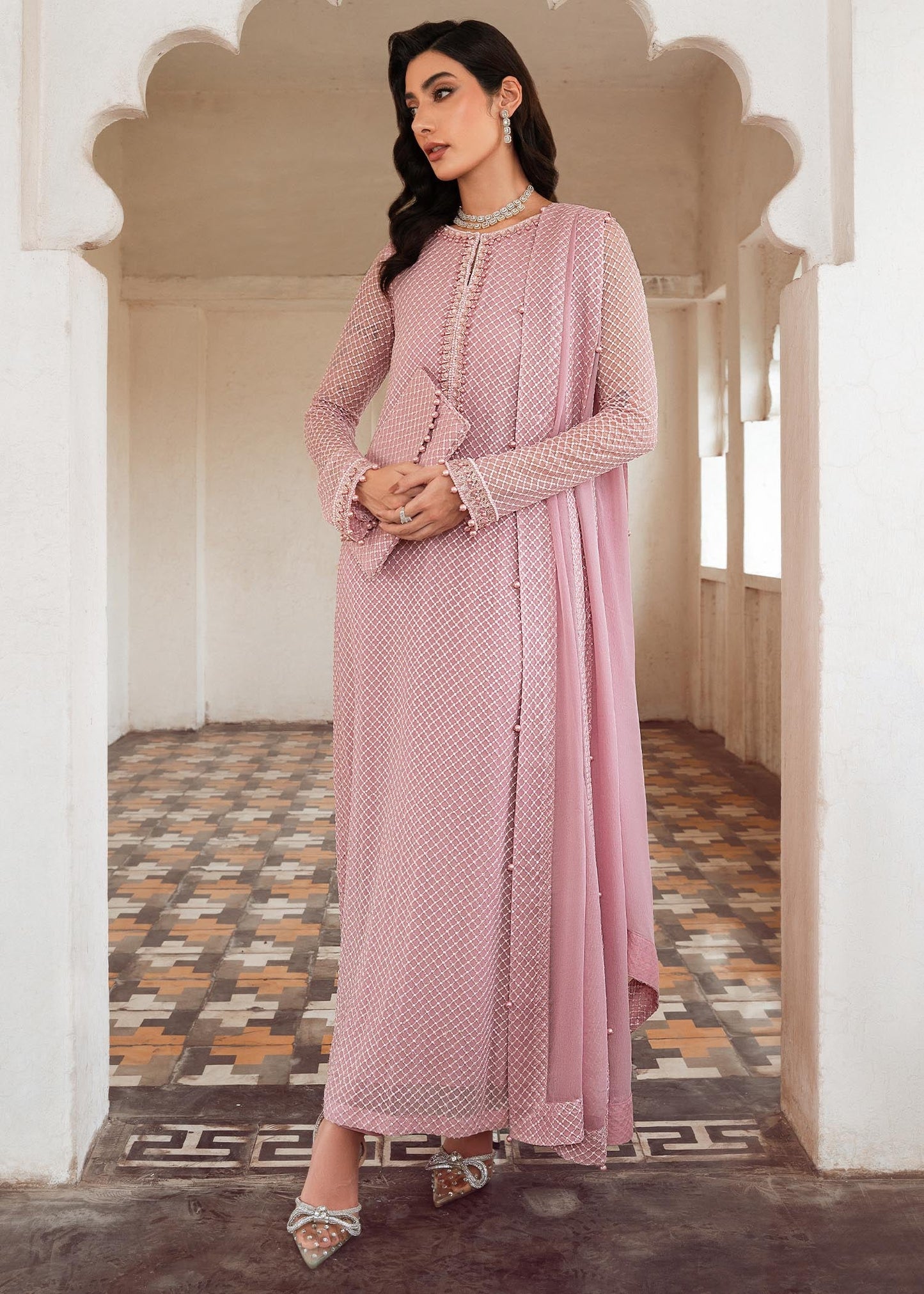 Mehr | Embellished Chiffon Chikenkari