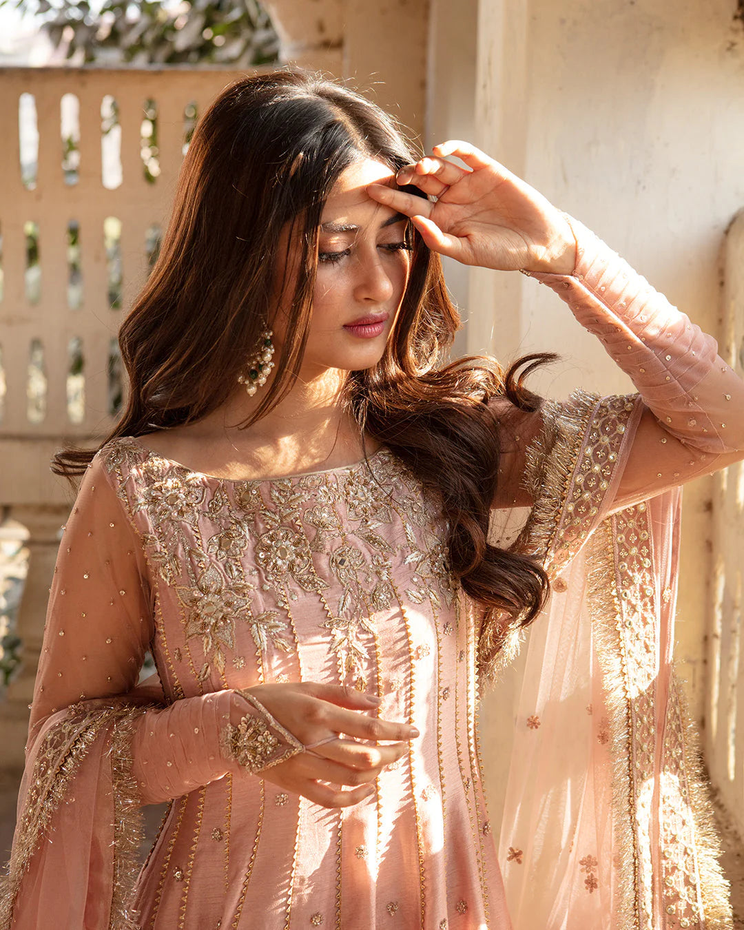Faiza Saqlain | Hand Embellished Korean Raw Silk Churidar Dress