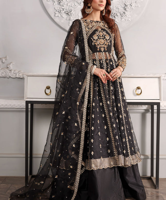 Khaleesi | Black Organza Embellished Gown