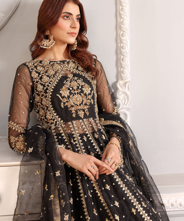 Khaleesi | Black Organza Embellished Gown